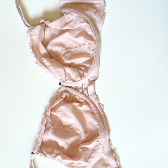 Cacique Unlined Curvy Balconette Size 50C Light Pink Blush Mesh Lace Romance - Picture 12 of 14